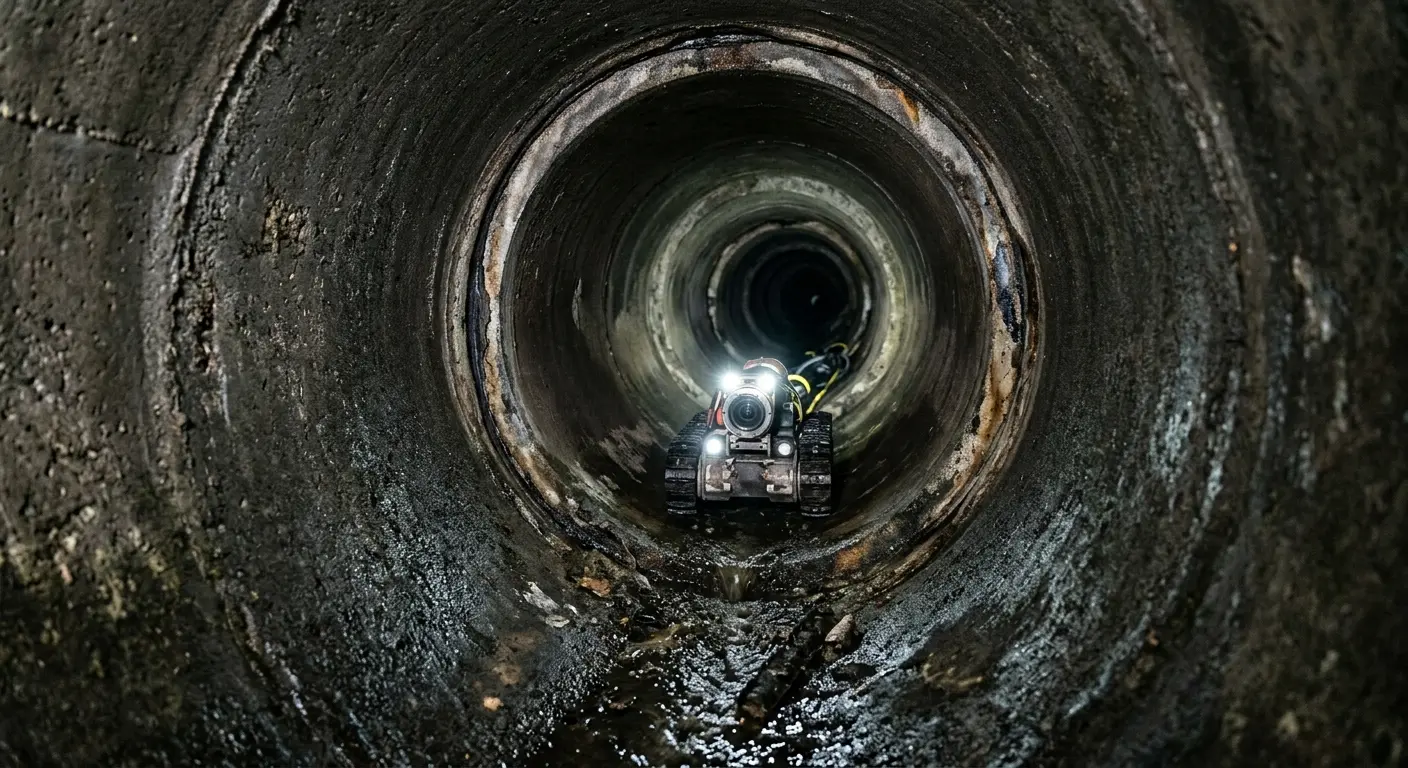 Robotic sewer camera inspecting pipe interior for Drain Snake Service in Detroit